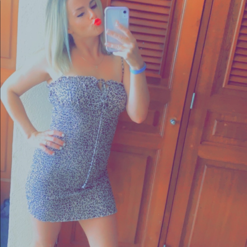 Cheetah tied top scrunchie dress